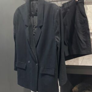 Classic Black Blazer and Shorts Set